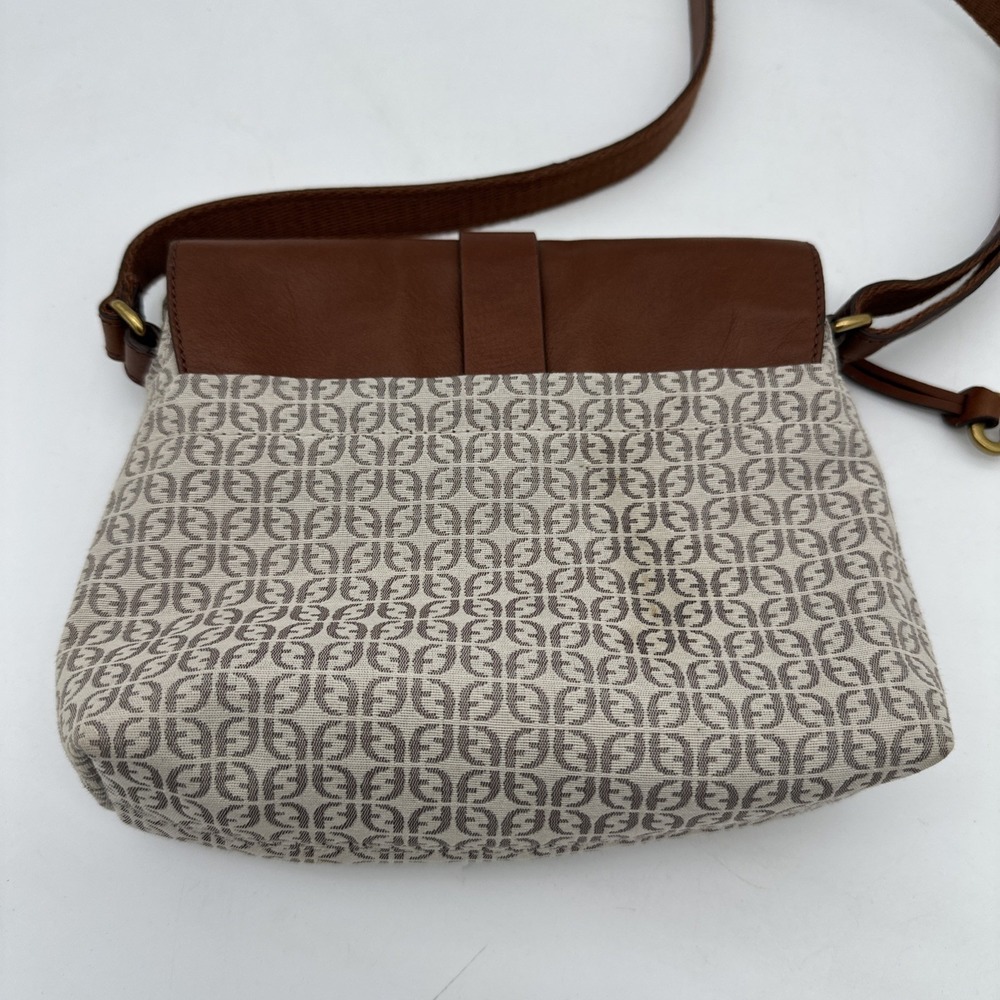 Fossil Women's Kinley Small Crossbody Purse Handbag Tan Patterned 9x8 - Picture 3 of 8